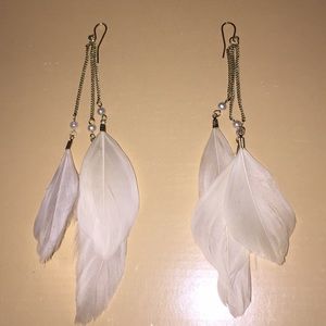 Feather drop earrings